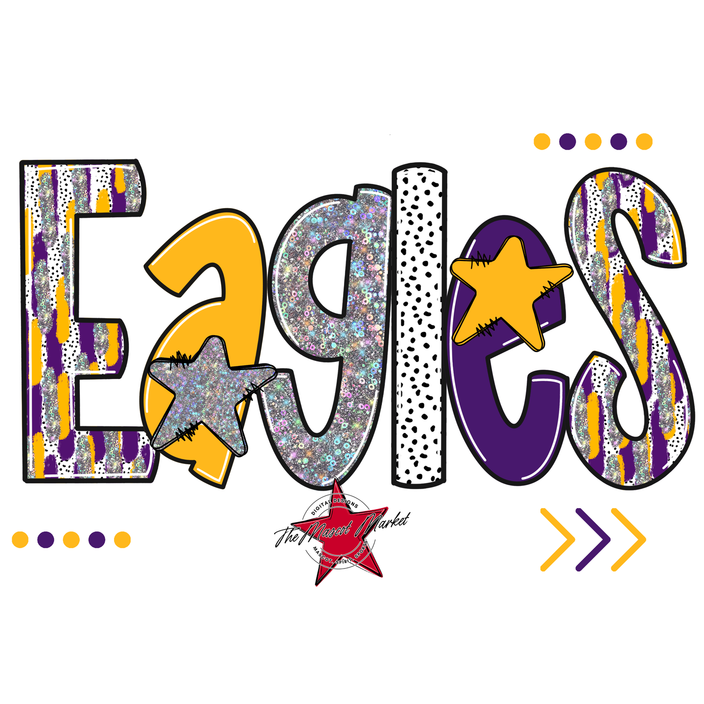 Eagles Brushstroke Alpha Design-Purple-Yellow