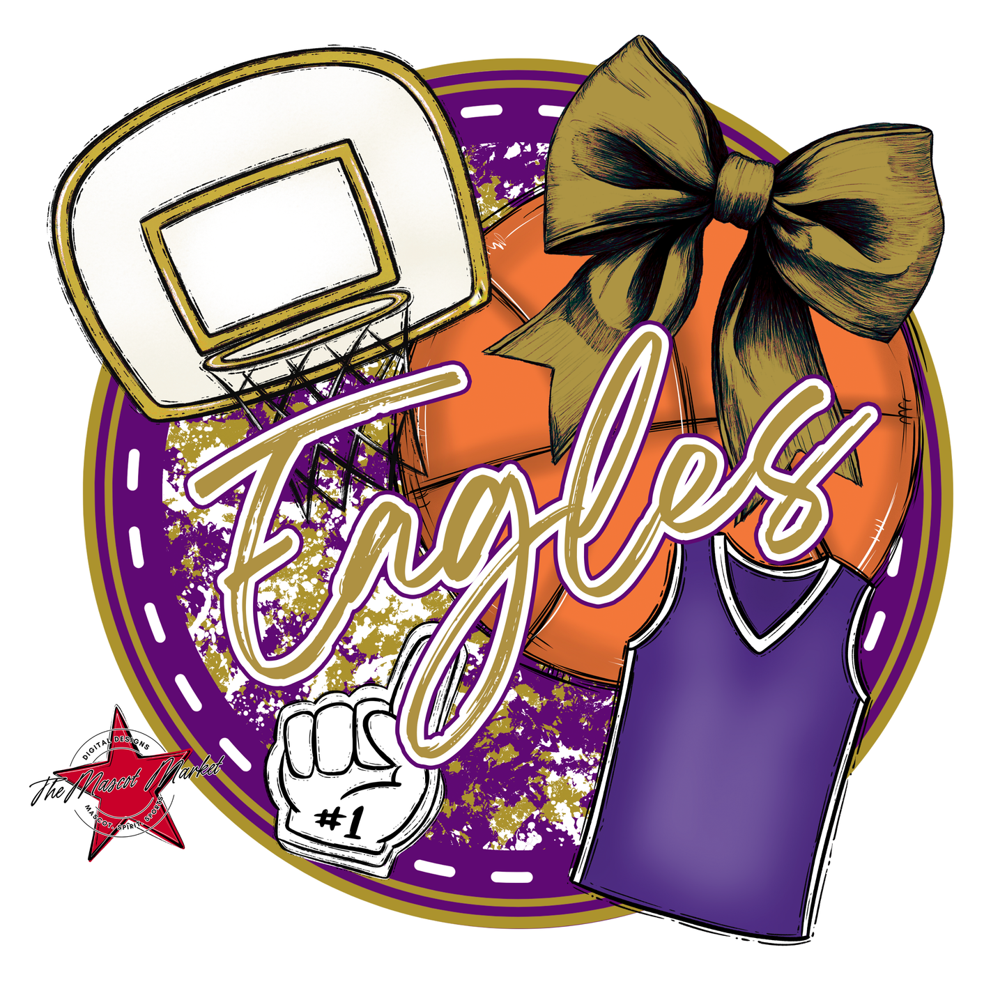 Eagles Circle Basketball Design-Purple-Gold