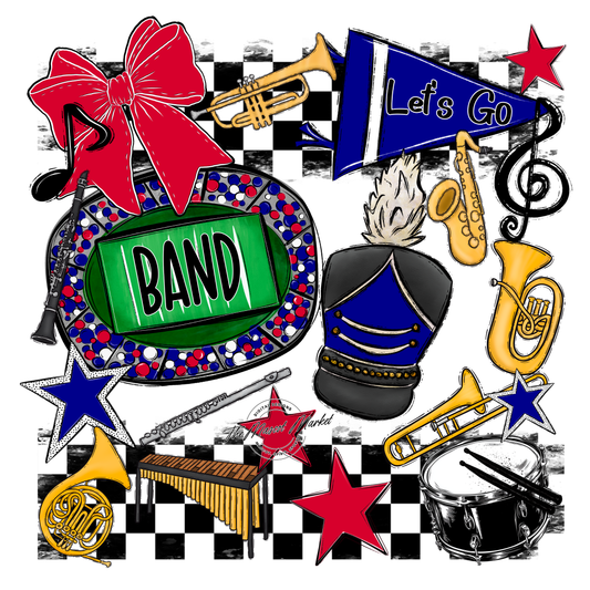 Band Checkers Spirit Design-Blue-Red