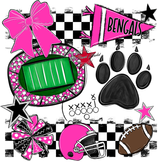 Bengals Checkers Mascot Spirit Design-Pink