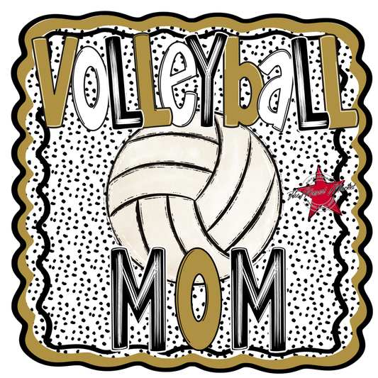 Volleyball Mom Dot Design-Gold