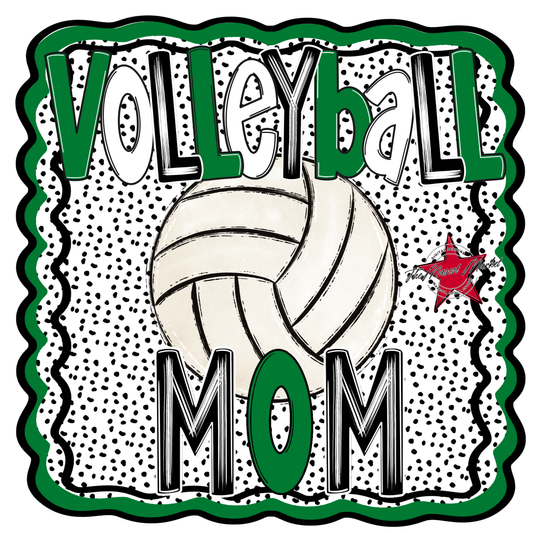 Volleyball Mom Dot Design-Kelly Green
