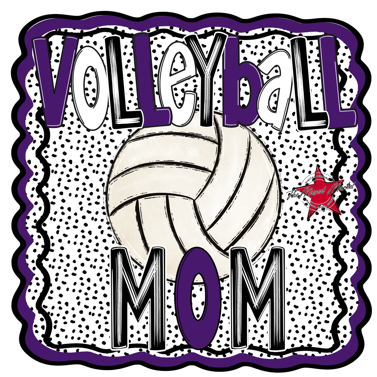 Volleyball Mom Dot Design-Purple
