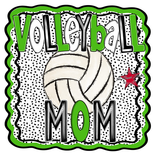 Volleyball Mom Dot Design-Bright Green