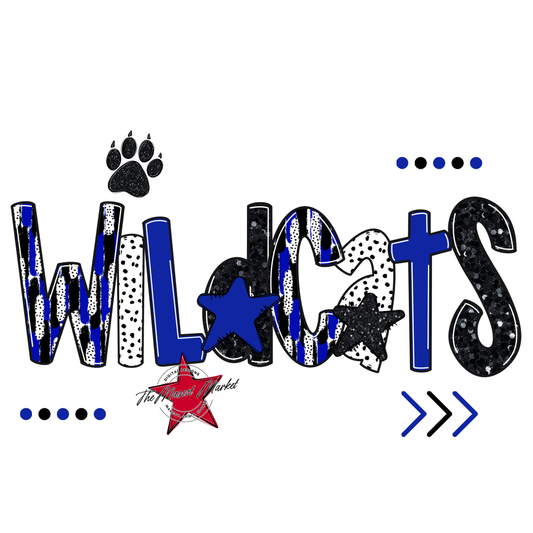 Wildcats Brushstroke Alpha w Arrows-Royal Blue