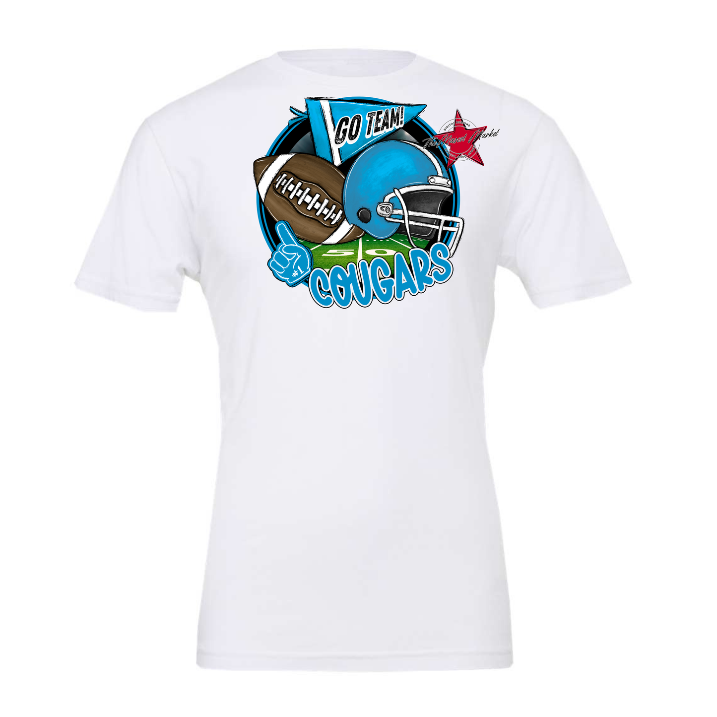 Cougars Circle Football Design-Carolina Blue