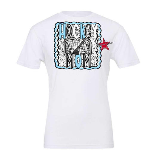 Hockey Mom Dot Design-Columbia Blue