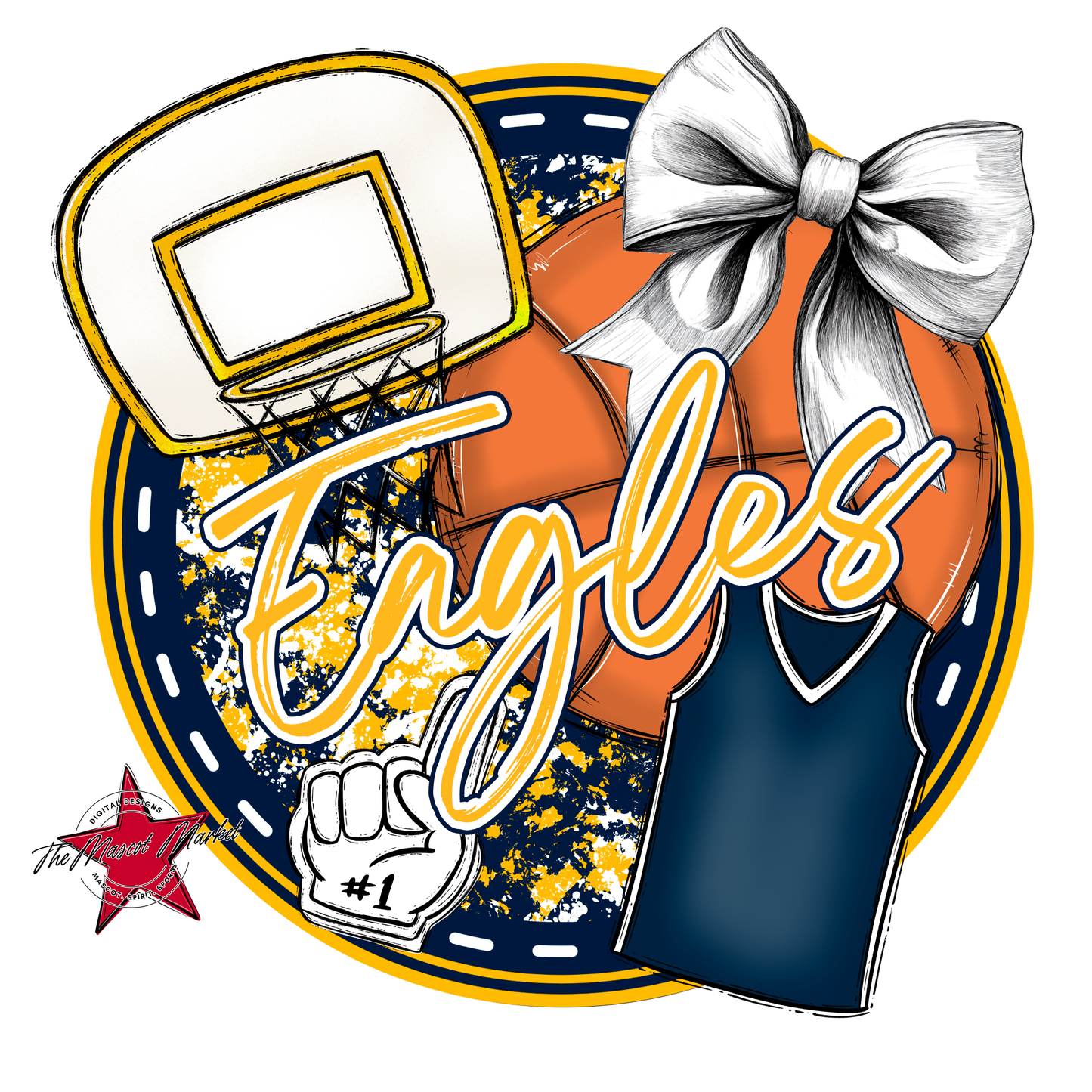 Eagles Circle Basketball Design-Navy-Yellow