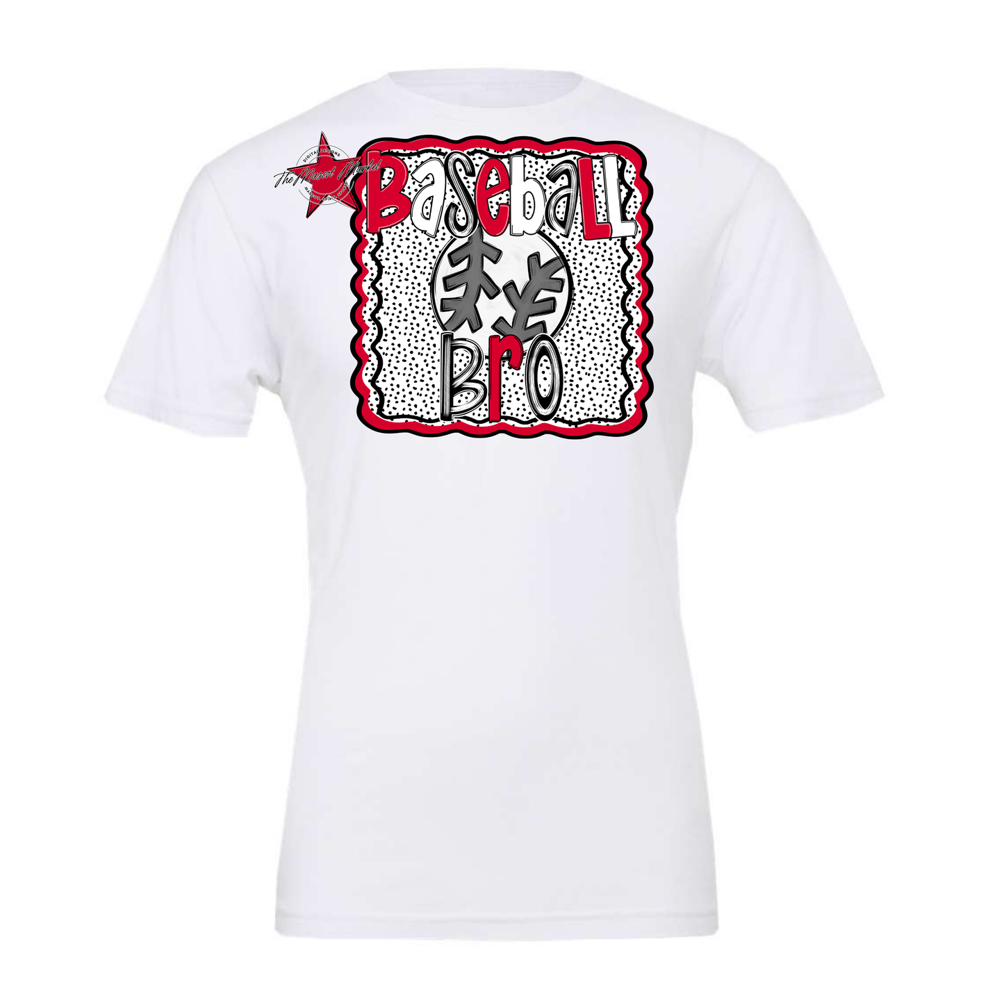 Baseball Bro Dot Design-Red