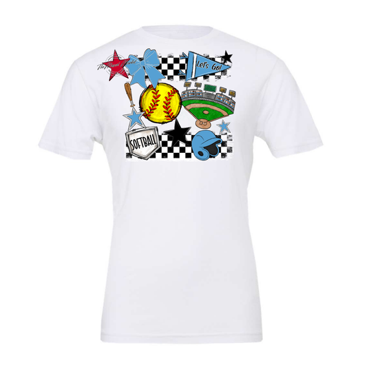 Softball Checkers Spirit Design-Carolina Blue
