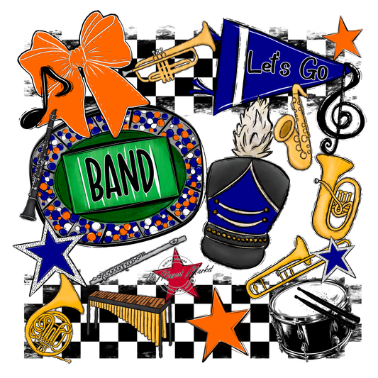 Band Checkers Spirit Design-Blue-Orange