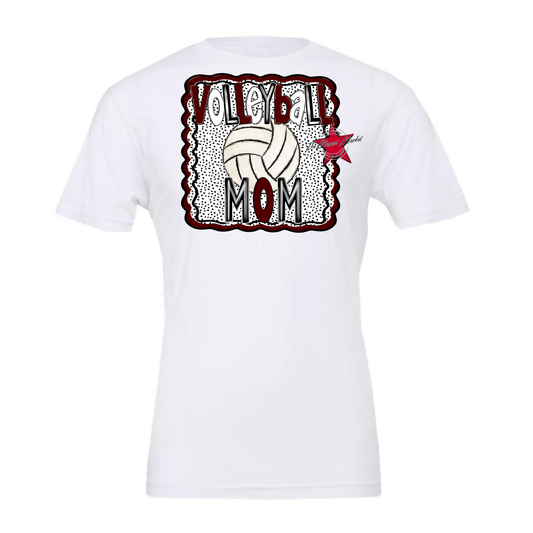 Volleyball Mom Dot Design-Maroon