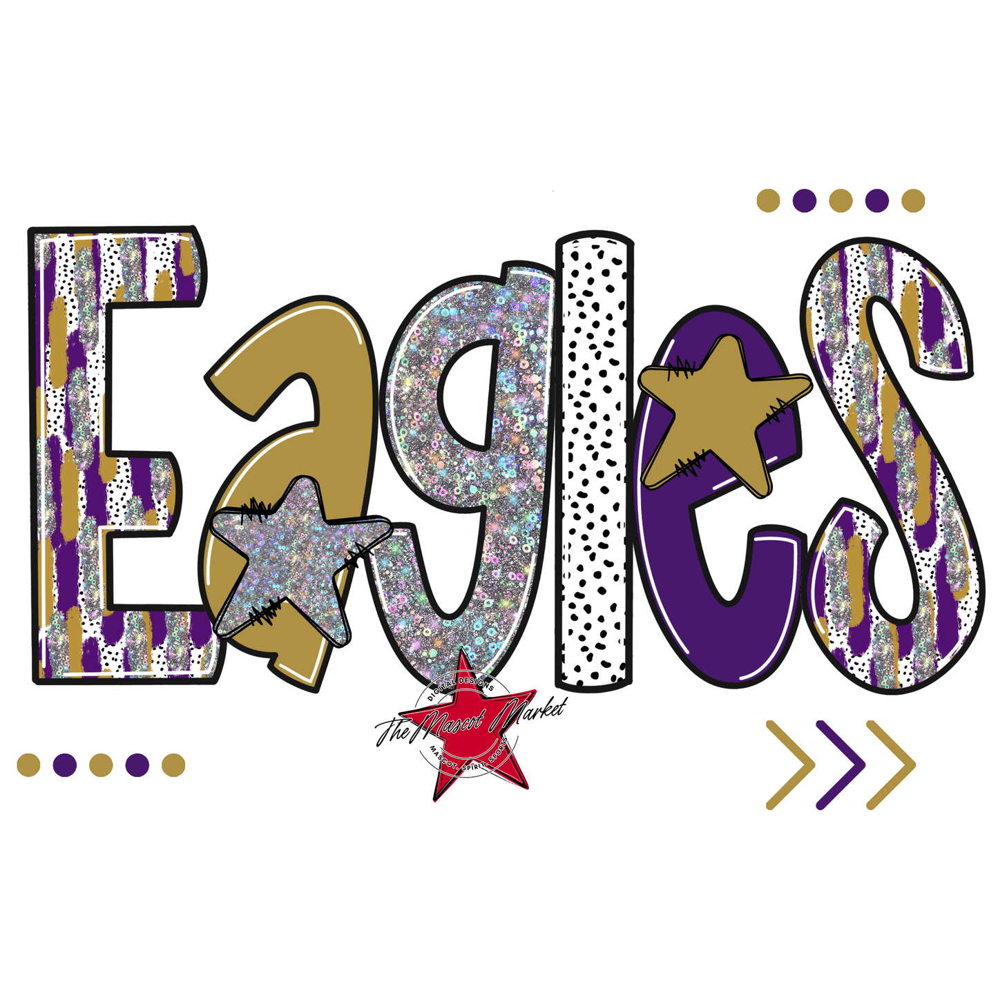 Eagles Brushstroke Alpha Design-Purple-Gold