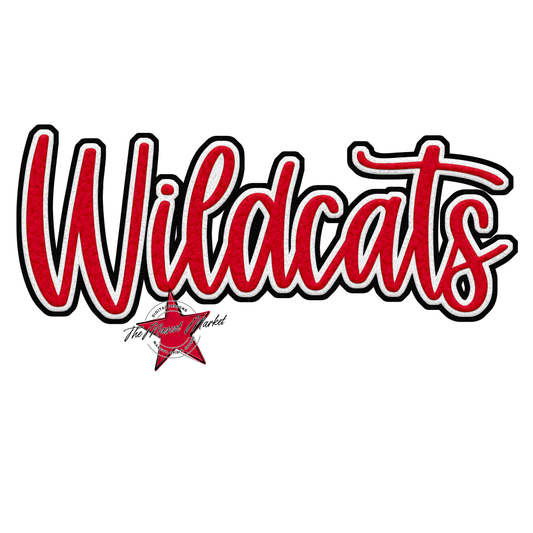 Wildcats Faux Chenille Patch-Red