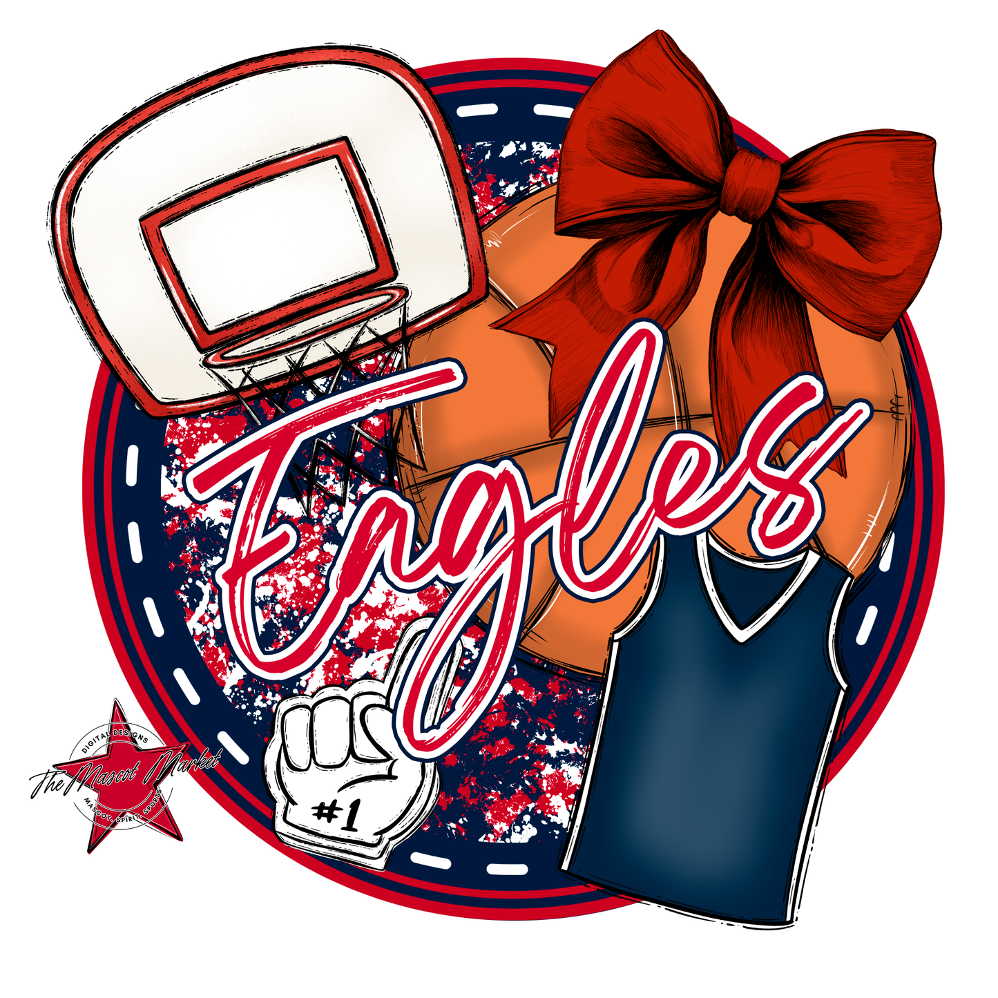 Eagles Circle Basketball Design-Navy-Red