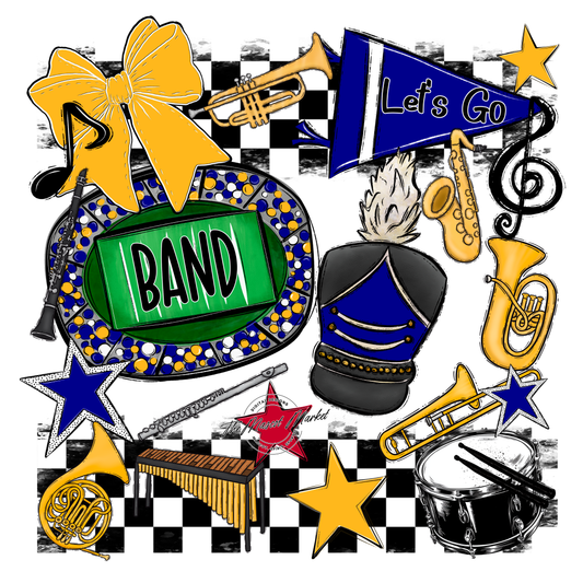 Band Checkers Spirit Design-Blue-Yellow