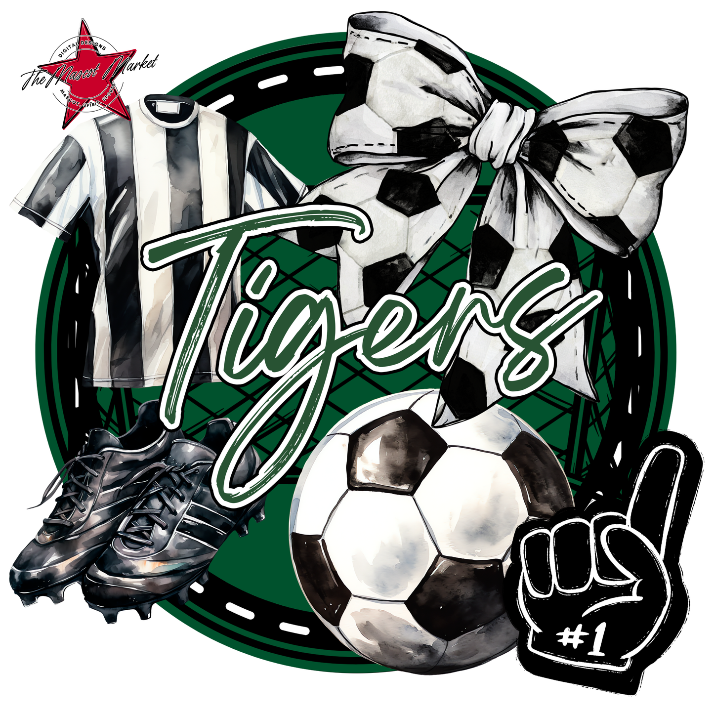 Tigers Circle Soccer Design-Green