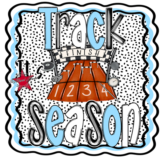 It's Track Season Dot Design-Columbia Blue