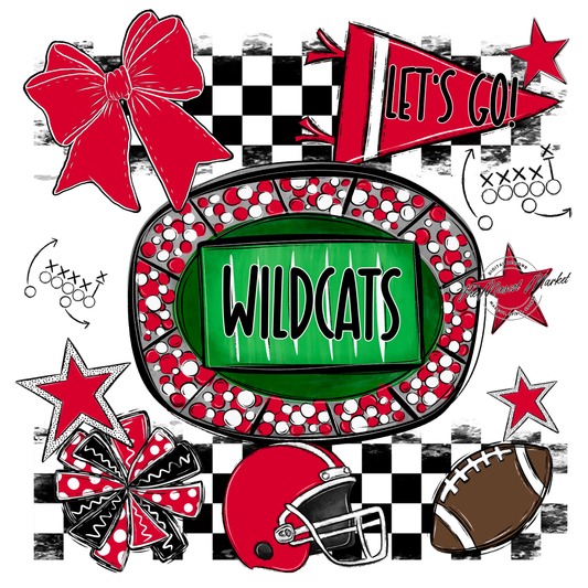 Wildcats Checkers Spirit Design-Red