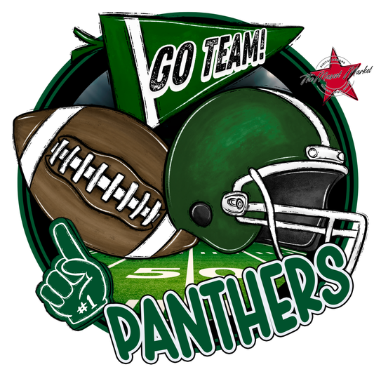 Panthers Circle Football Design-Green