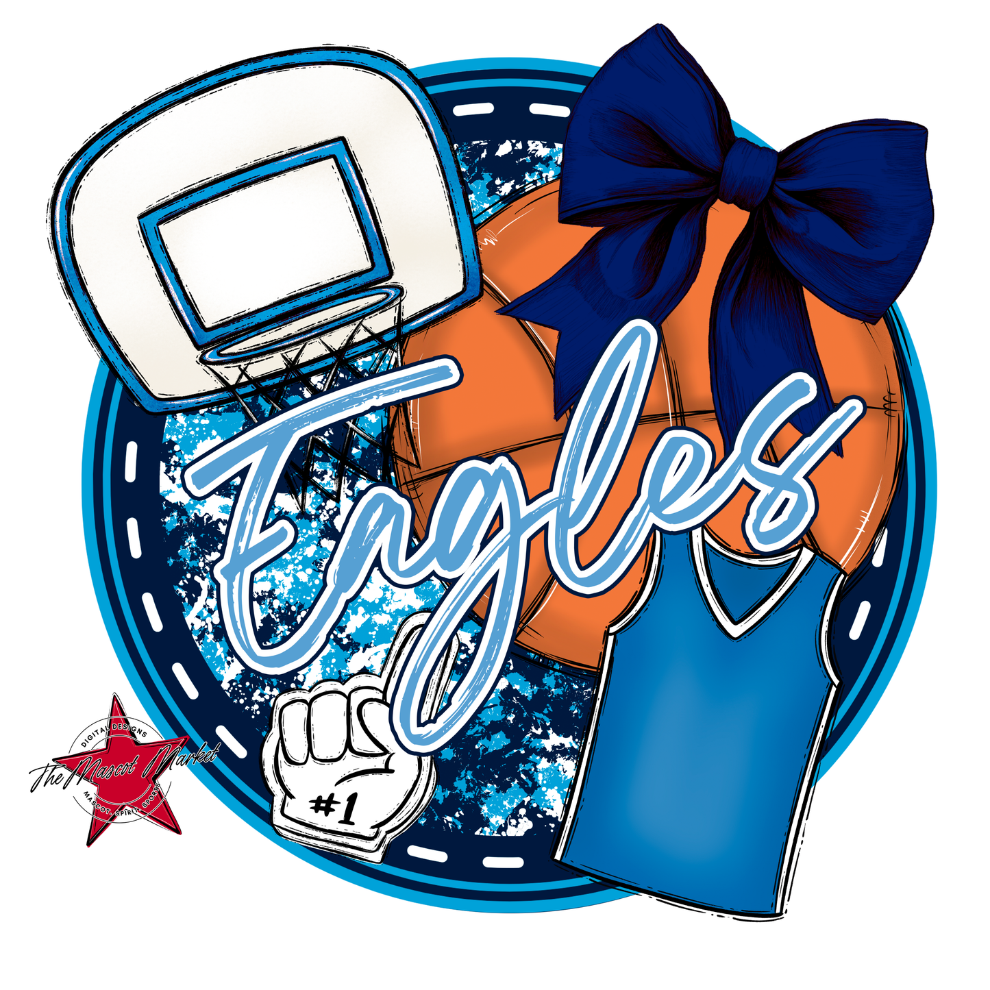 Eagles Circle Basketball Design-Navy-Carolina Blue