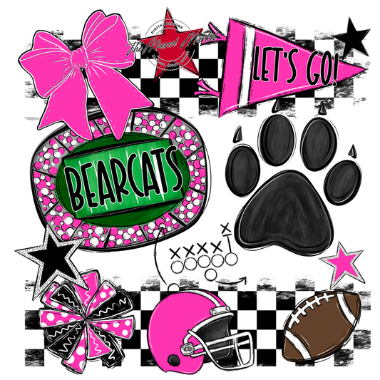 Bearcats Checkers Mascot Spirit Design-Pink