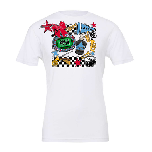 Band Checkers Spirit Design-Carolina Blue-Red