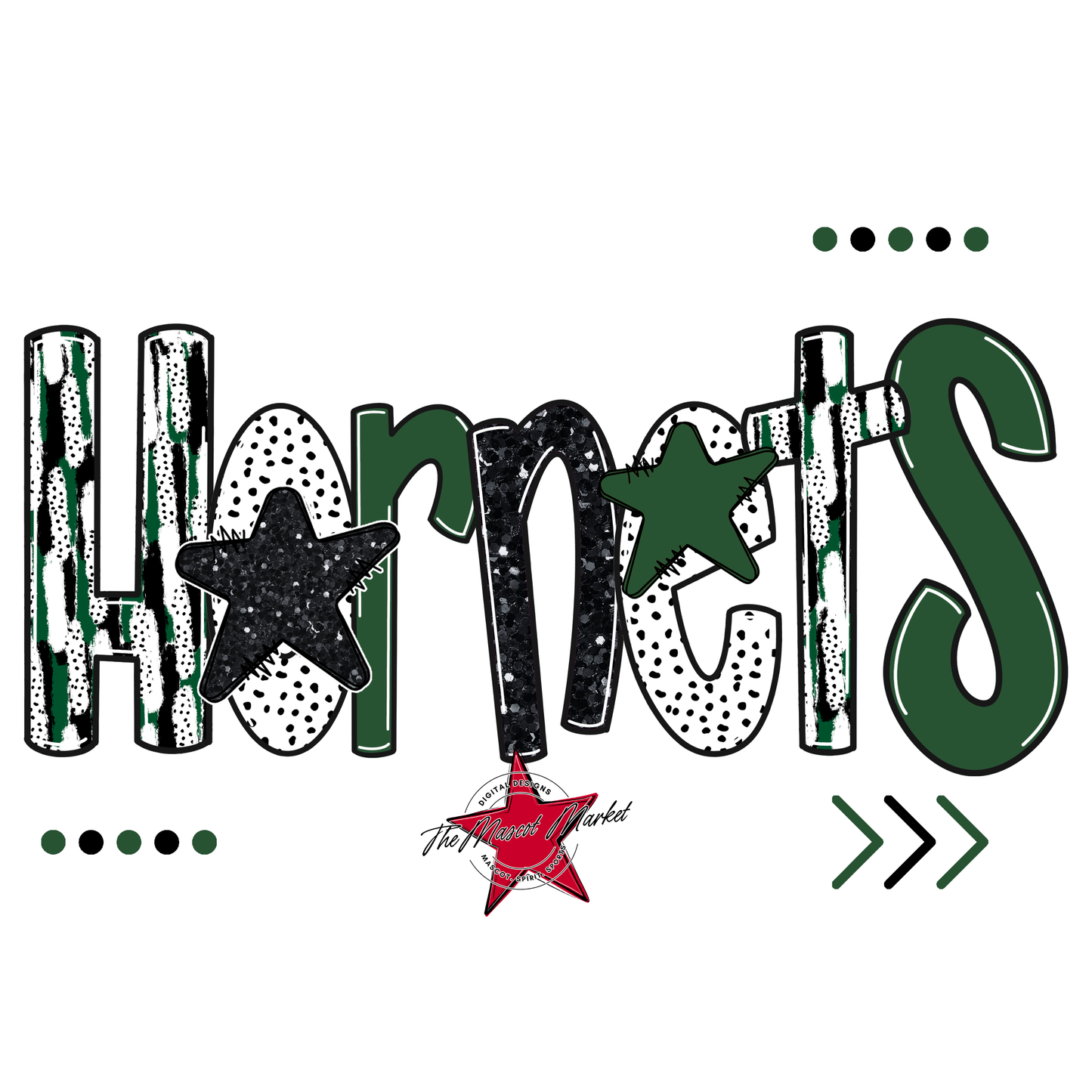 Hornets Brushstroke Alpha w Arrows-Green