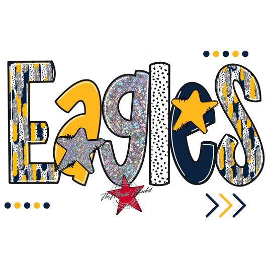 Eagles Brushstroke Alpha Design-Navy-Yellow