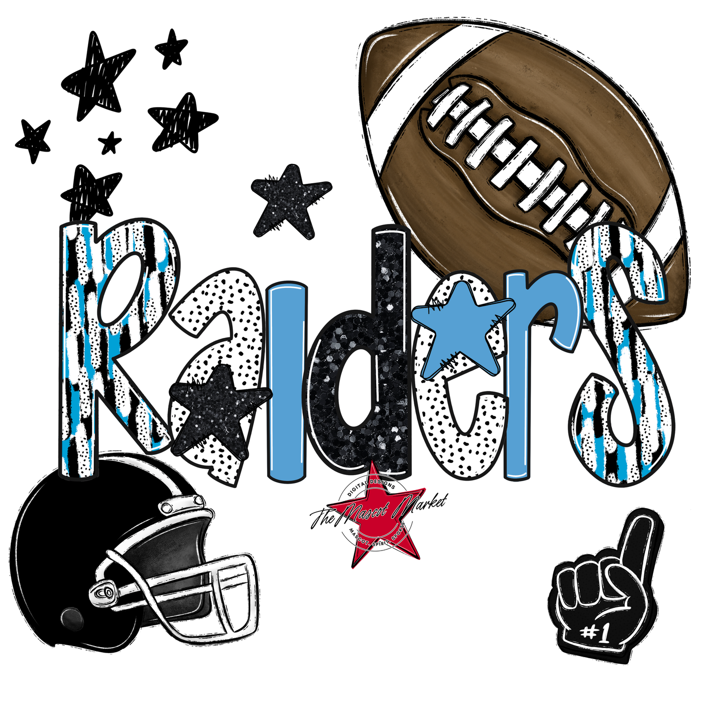 Raiders Football Scrape-Carolina Blue