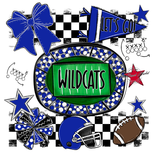 Wildcats Checkers Spirit Design-Royal Blue