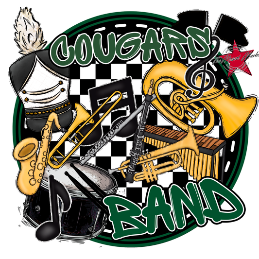 Cougars Circle Band Design-Green