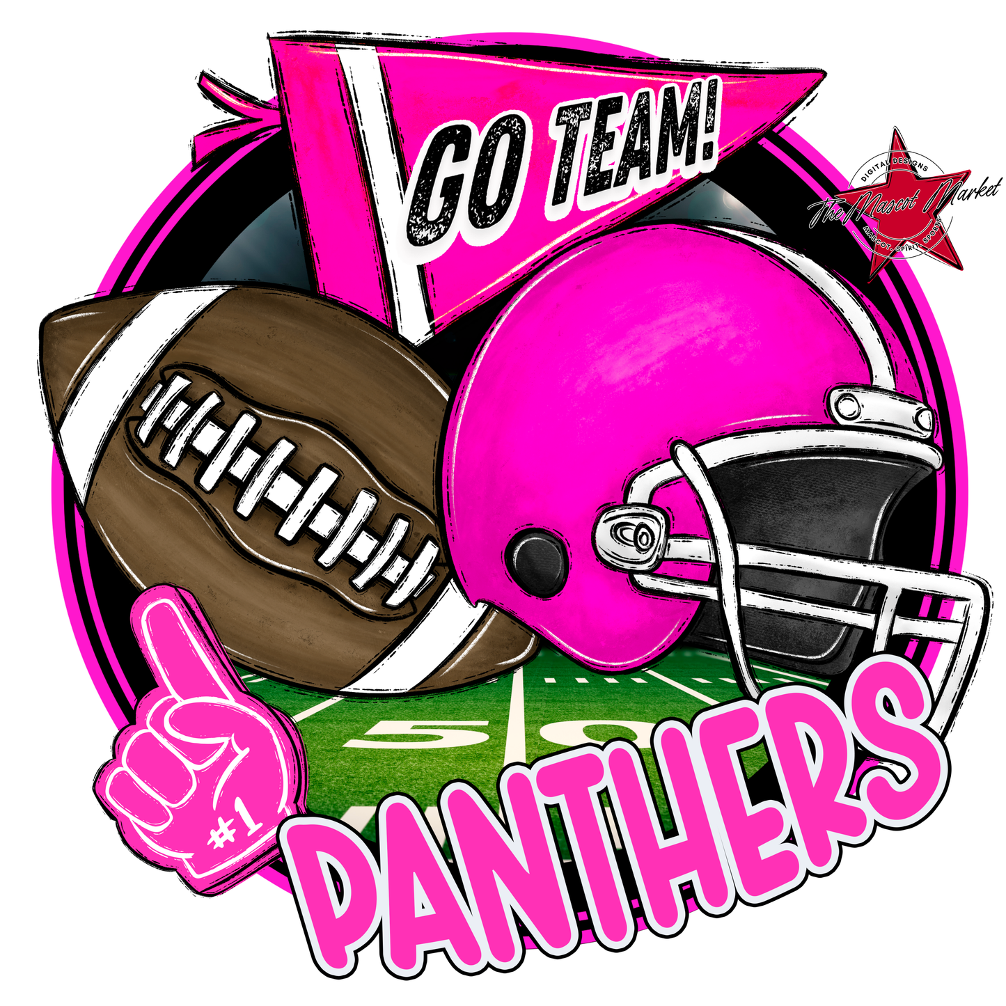 Panthers Circle Football Design-Pink