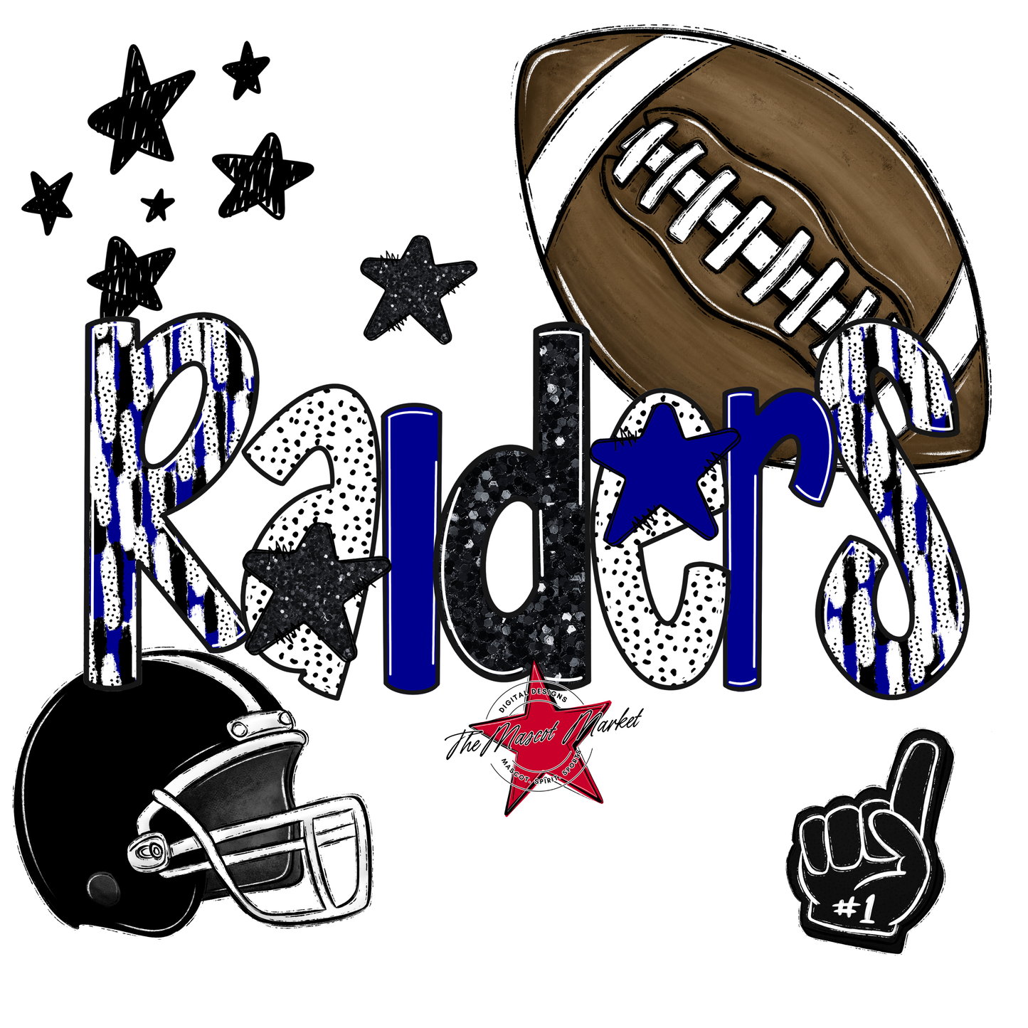 Raiders Football Scrape-Blue