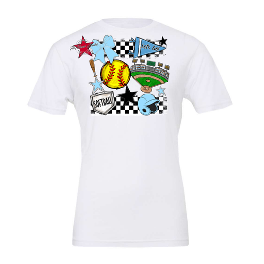 Softball Checkers Spirit Design-Columbia Blue