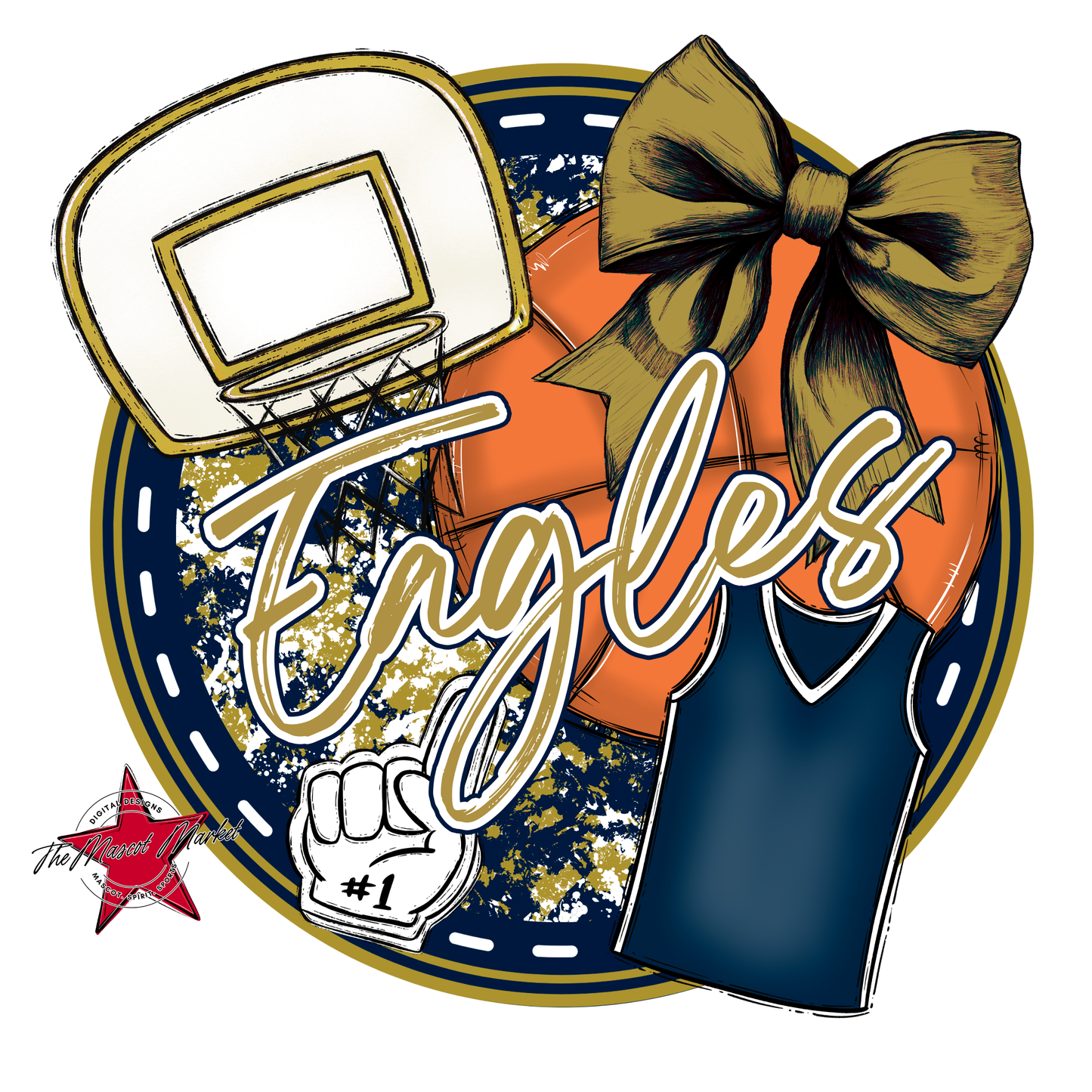 Eagles Circle Basketball Design-Navy-Gold