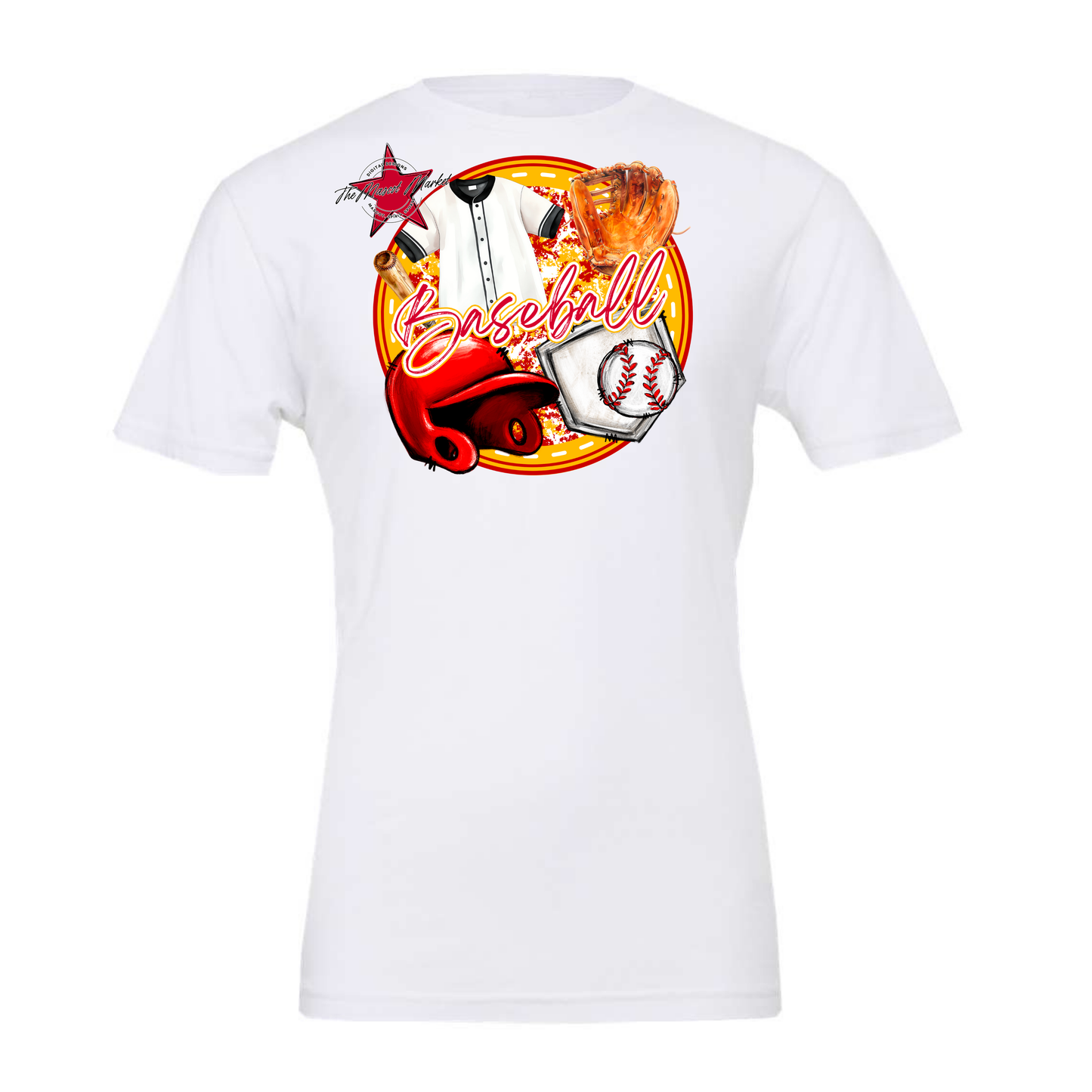 Circle Baseball Design-Red-Yellow
