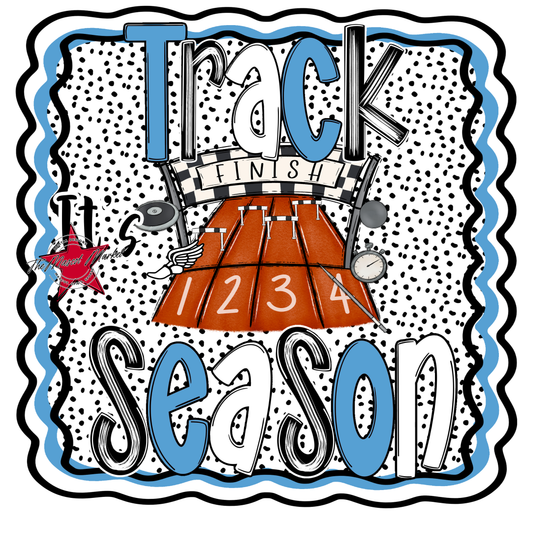 It's Track Season Dot Design-Carolina Blue