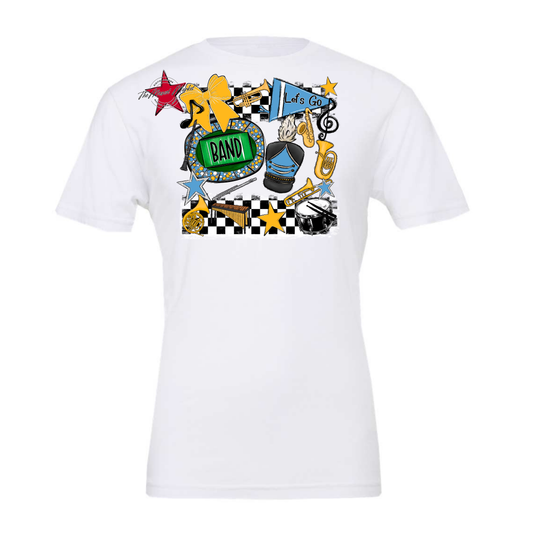 Band Checkers Spirit Design-Carolina Blue-Yellow