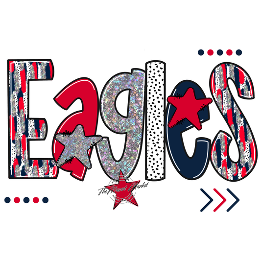 Eagles Brushstroke Alpha Design-Navy-Red