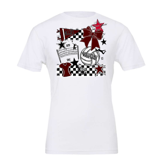 Aggies Volleyball Checkers Design-Maroon