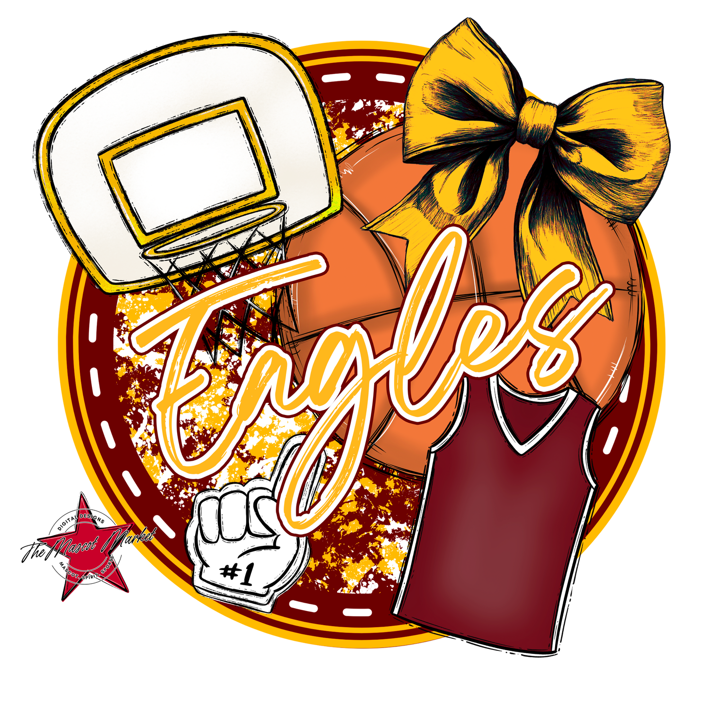 Eagles Circle Basketball Design-Maroon-Yellow