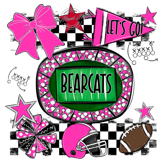 Bearcats Checkers Spirit Design-Pink