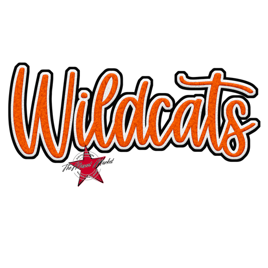 Wildcats Faux Chenille Patch-Orange