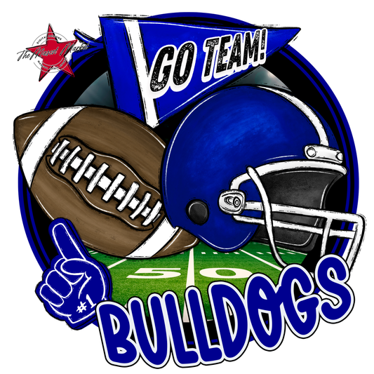 Bulldogs Circle Football Design-Blue