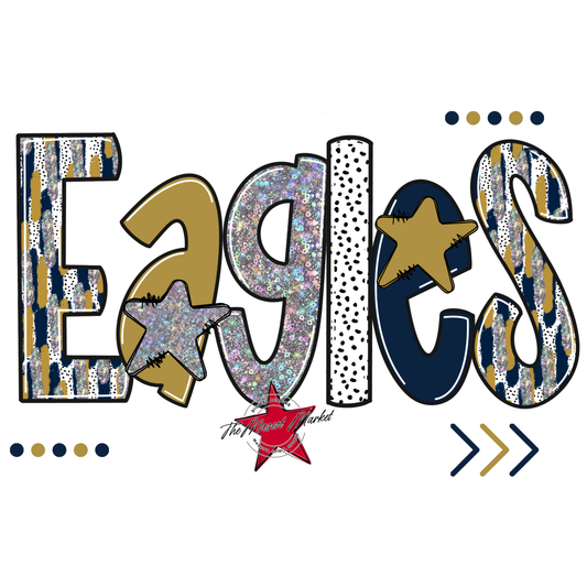 Eagles Brushstroke Alpha Design-Navy-Gold