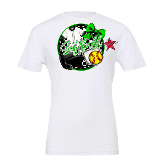 Circle Softball Design-Bright Green