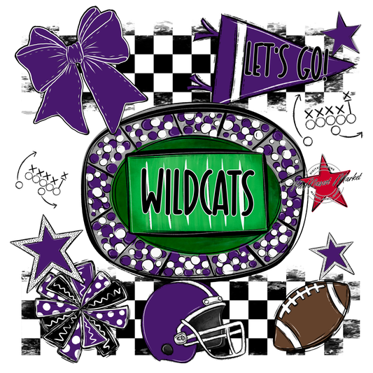 Wildcats Checkers Spirit Design-Purple