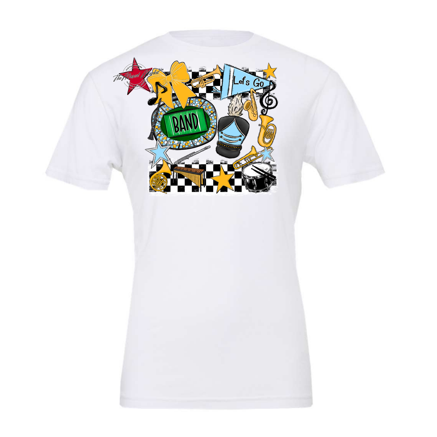 Band Checkers Spirit Design-Columbia Blue-Yellow