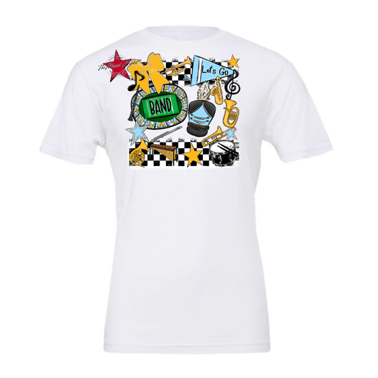 Band Checkers Spirit Design-Columbia Blue-Yellow